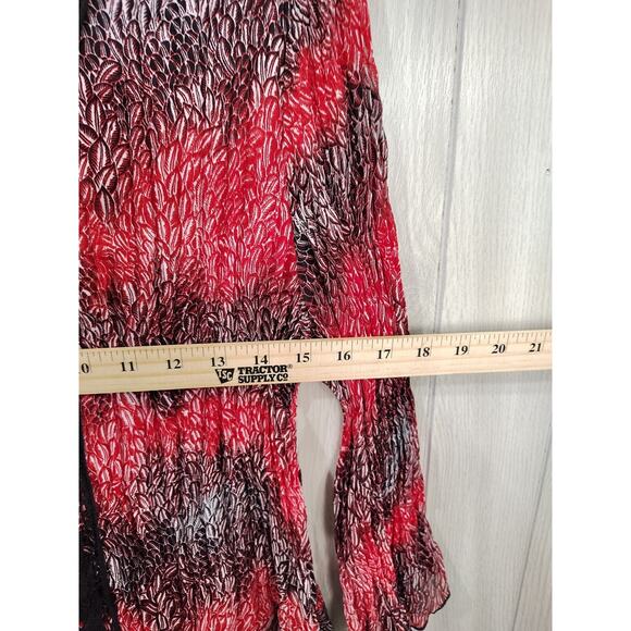 Whimsigoth Peasant top Size L Red Black lightweight Festival Boho Hippie Y2K - Picture 8 of 8